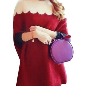 NANA STORE red batwing sleeve loose cape sweater‎ top S